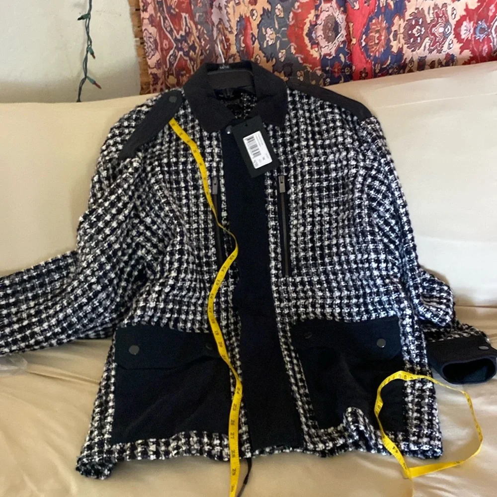 Final CCO📍🔥THE KOOPLES GARDEN TWEED BLACK, GRAY RELAXED FIT JACKET BIG POCKETS - Picture 14 of 17
